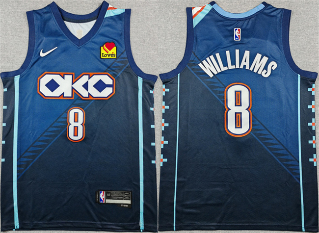 Men's Navy Oklahoma City Thunder #8 Jalen Williams Stitched Basketball Jersey